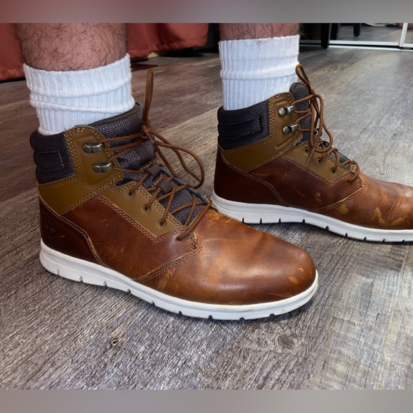 TIMBERLAND MEN'S GRAYDON MEMORY FOAM WATER RESISTANT SNEAKER BOOT BROWN Sz 8.5 - Picture 5 of 12